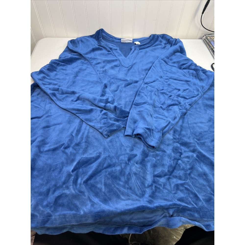 Denim & Co. Shirt 3X Blue Corduroy‎ 3/4 Sleeve Pullover
